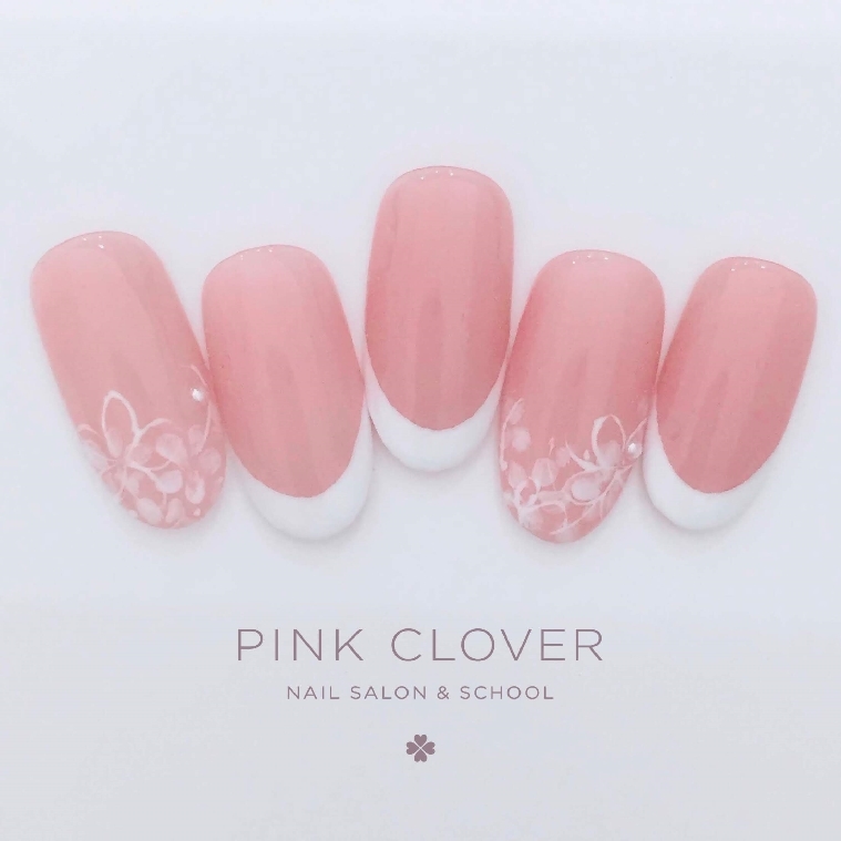 王道白フレンチ フラワー Pink Clover ピンククローバー
